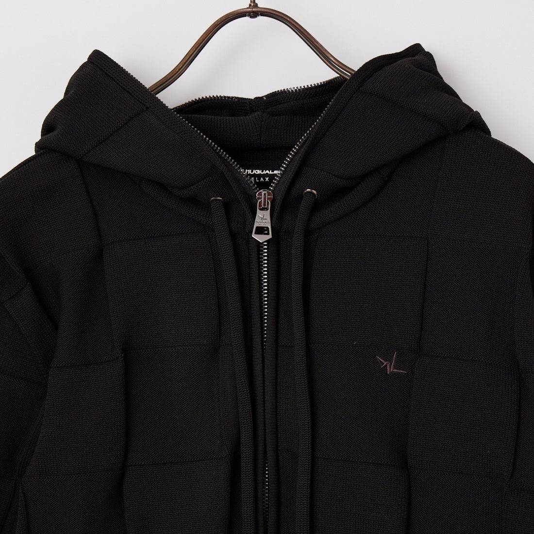 1PIU1UGUALE3 RELAX [ウノ ピゥ ウノ ウグァーレ トレ] ブロックニットジップアップフーディー [USK-26010] SN90 BLACK