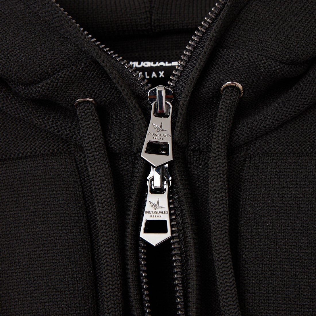 1PIU1UGUALE3 RELAX [ウノ ピゥ ウノ ウグァーレ トレ] ブロックニットジップアップフーディー [USK-26010] SN90 BLACK