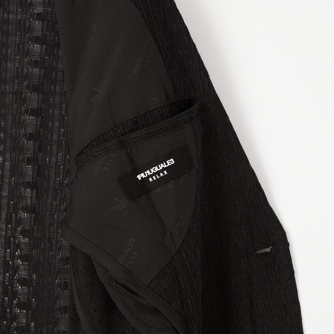 1PIU1UGUALE3 RELAX [ウノ ピゥ ウノ ウグァーレ トレ] リネンブレンドジャガードジャケット [USO-26025] SN90 BLACK