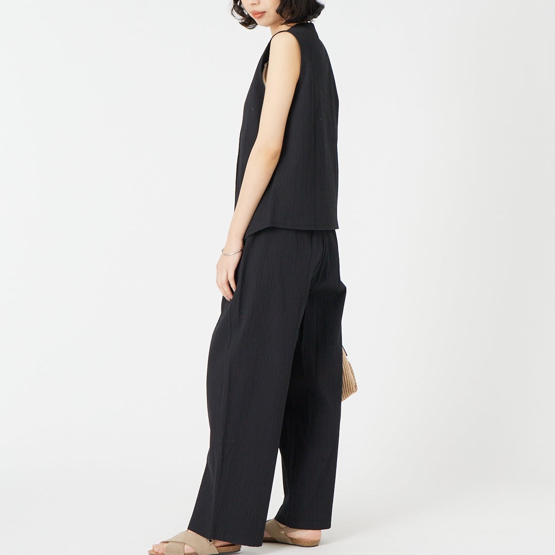 me. [ミードット] バンピーコットンラップパンツ [ME-25110] 98 NIGHT &&モデル身長：162cm 着用サイズ：F&&