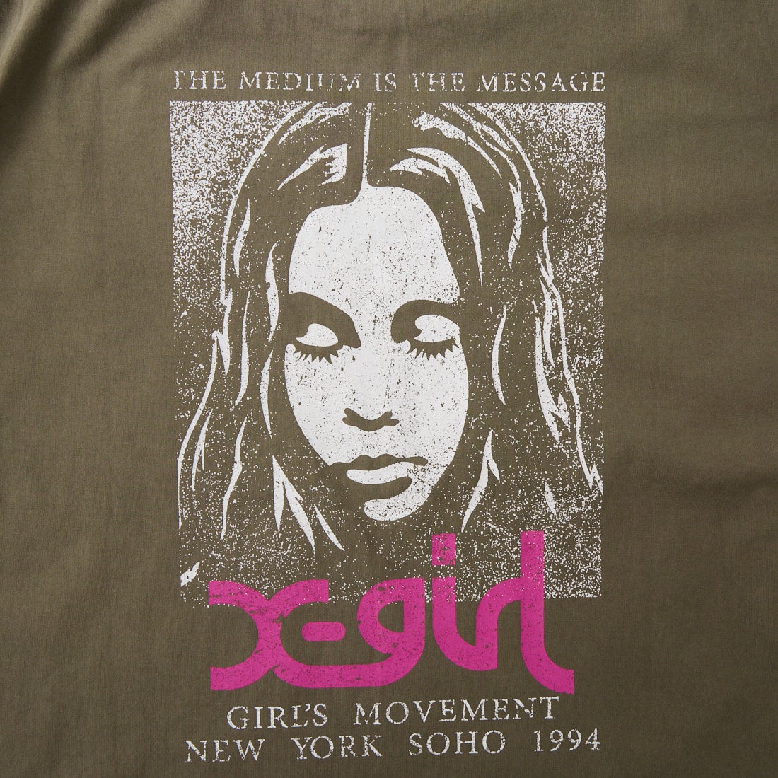 X-girl [エックスガール] FADED FACE ショートスリーブTシャツ [105261041002] OLIVE