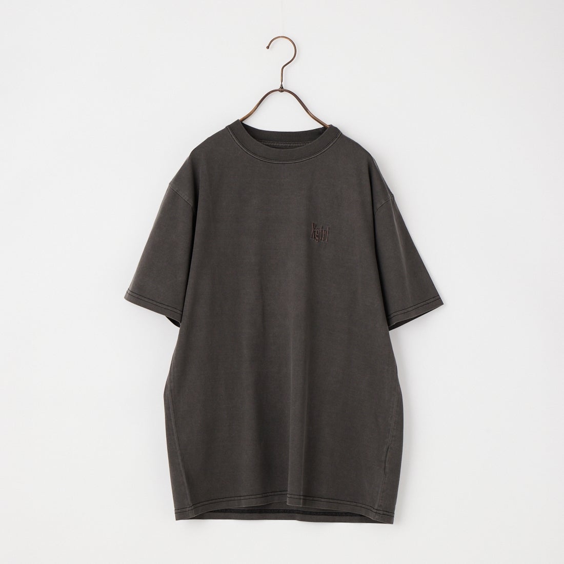 X-girl [エックスガール] ピグメントダイ ハート&ロゴ ショートスリーブTシャツ [105261011023] BLACK