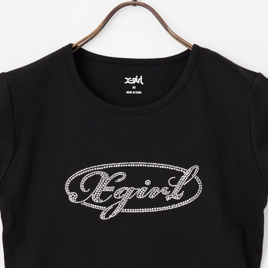 X-girl [エックスガール] ラインストーンオーバルロゴベビーTシャツ [105261011010] BLACK