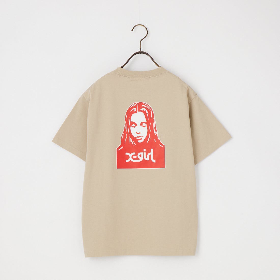 X-girl [エックスガール] フェイスロゴショートTシャツ [105261011007] BEIGE