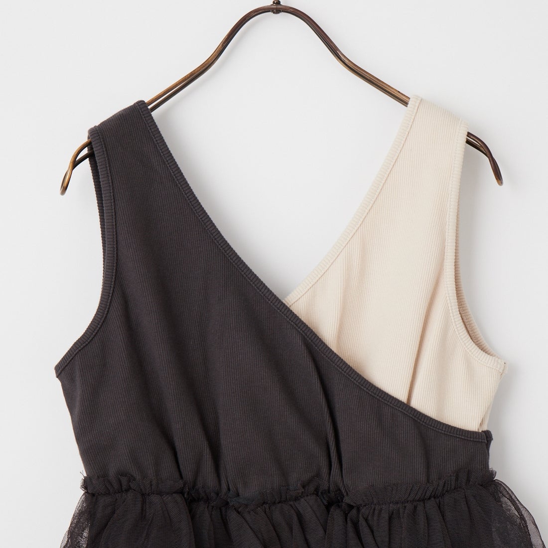 WILLFULLY [ウィルフリー] チュールペプラムドッキングリブワンピース [2611-OP-12] SHARK