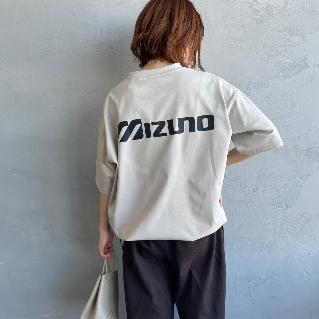 MIZUNO [ミズノ] 別注 ドローコード付き バックプリントTシャツ [D2JADW01-JF] GREIGE