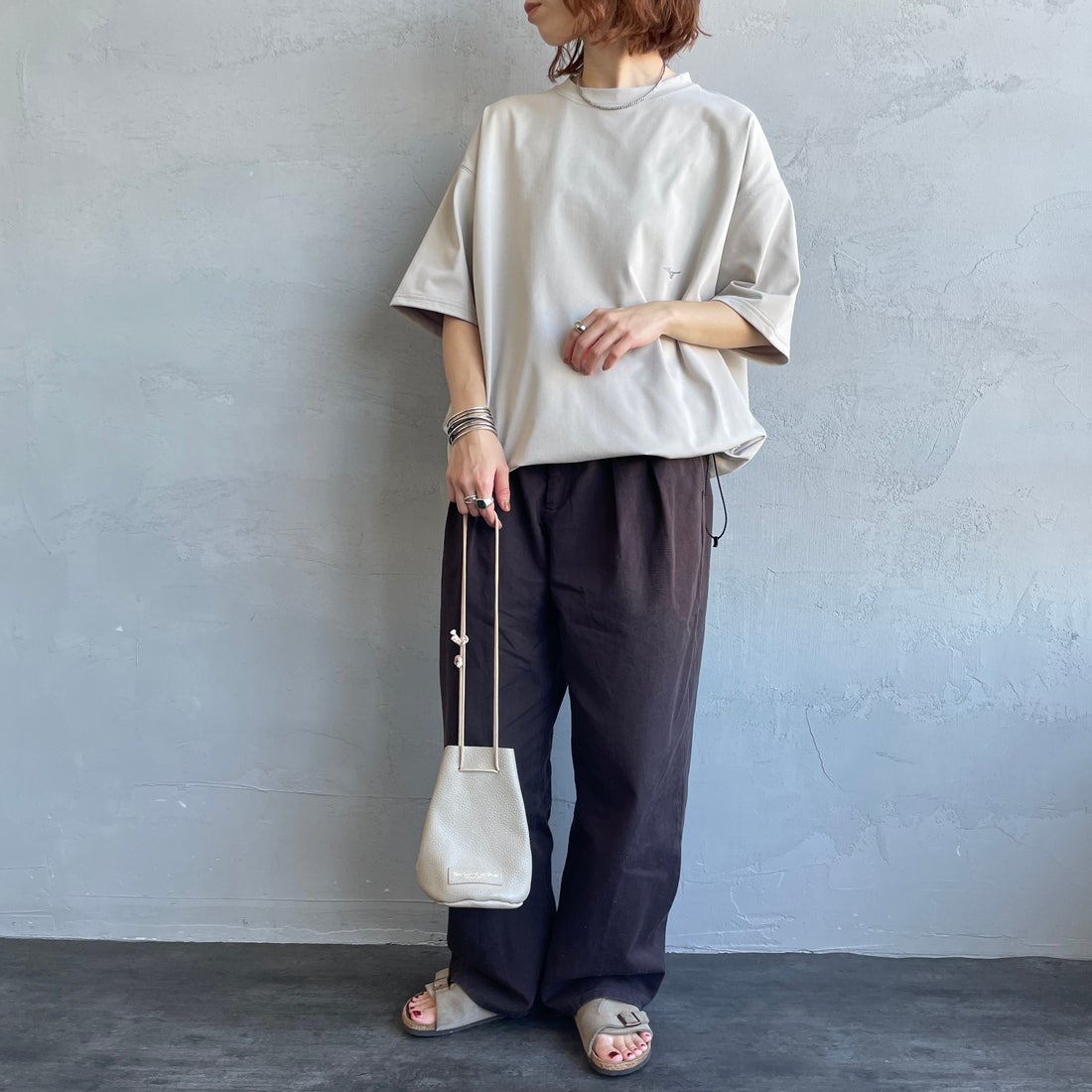 MIZUNO [ミズノ] 別注 ドローコード付き バックプリントTシャツ [D2JADW01-JF] GREIGE