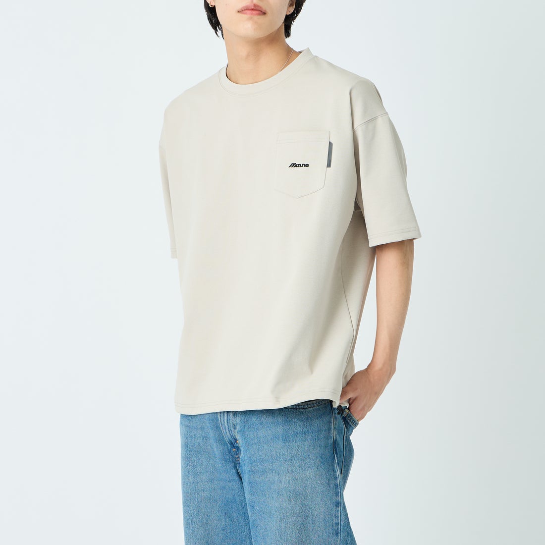 MIZUNO [ミズノ] 別注 ポケット付き ワンポイントロゴ刺繍Tシャツ