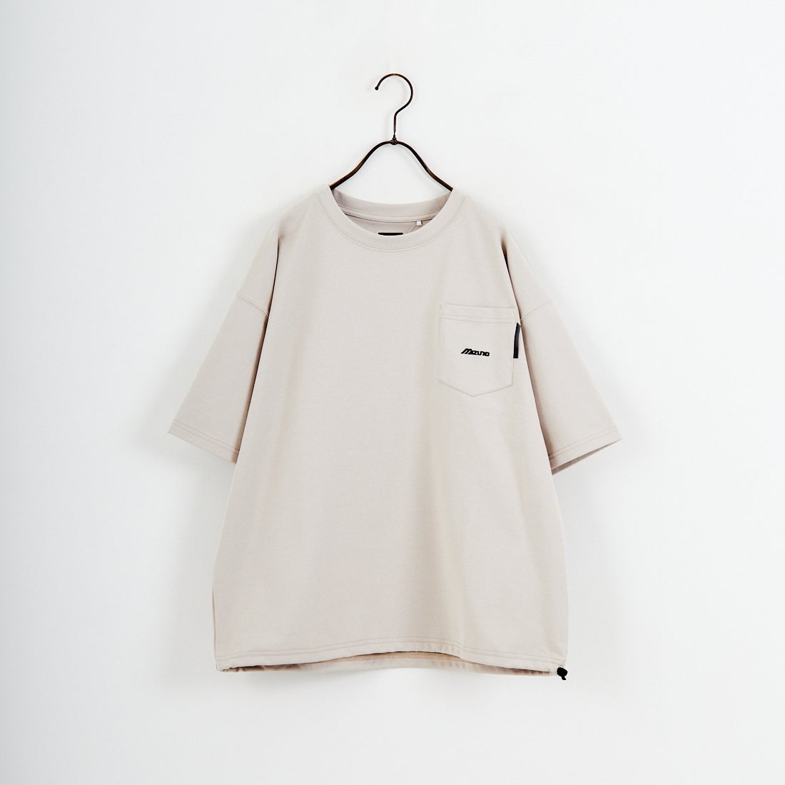 MIZUNO [ミズノ] 別注 ポケット付き ワンポイントロゴ刺繍Tシャツ [D2JADW03-JF] GREIGE