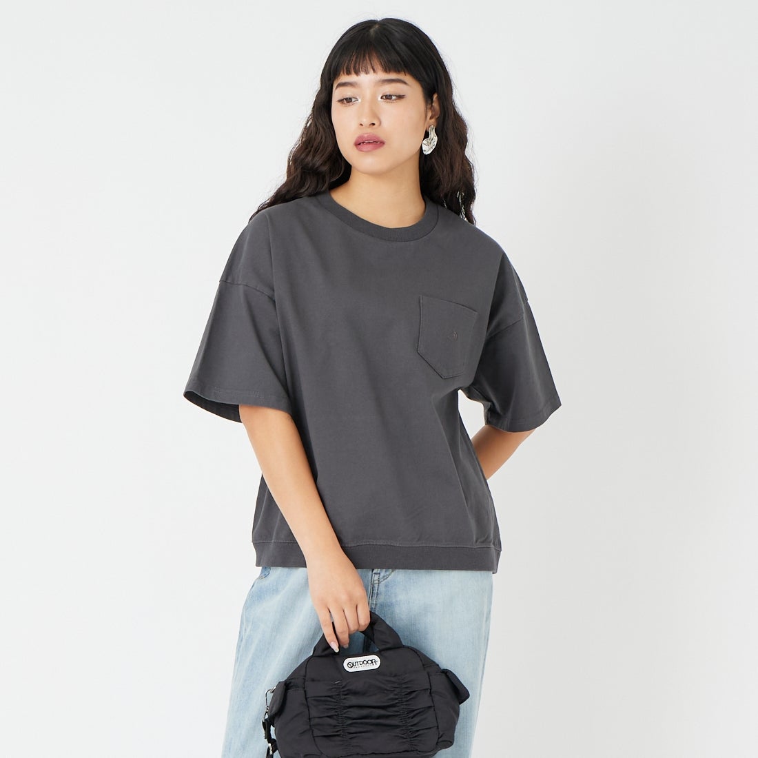 THE NORTH FACE PURPLE LABEL [ザ ノースフェイス パープルレーベル] ハイバルキーポケットTシャツ [N25SH056] AH ASPHALT &&モデル身長：162cm 着用サイズ：WM&&