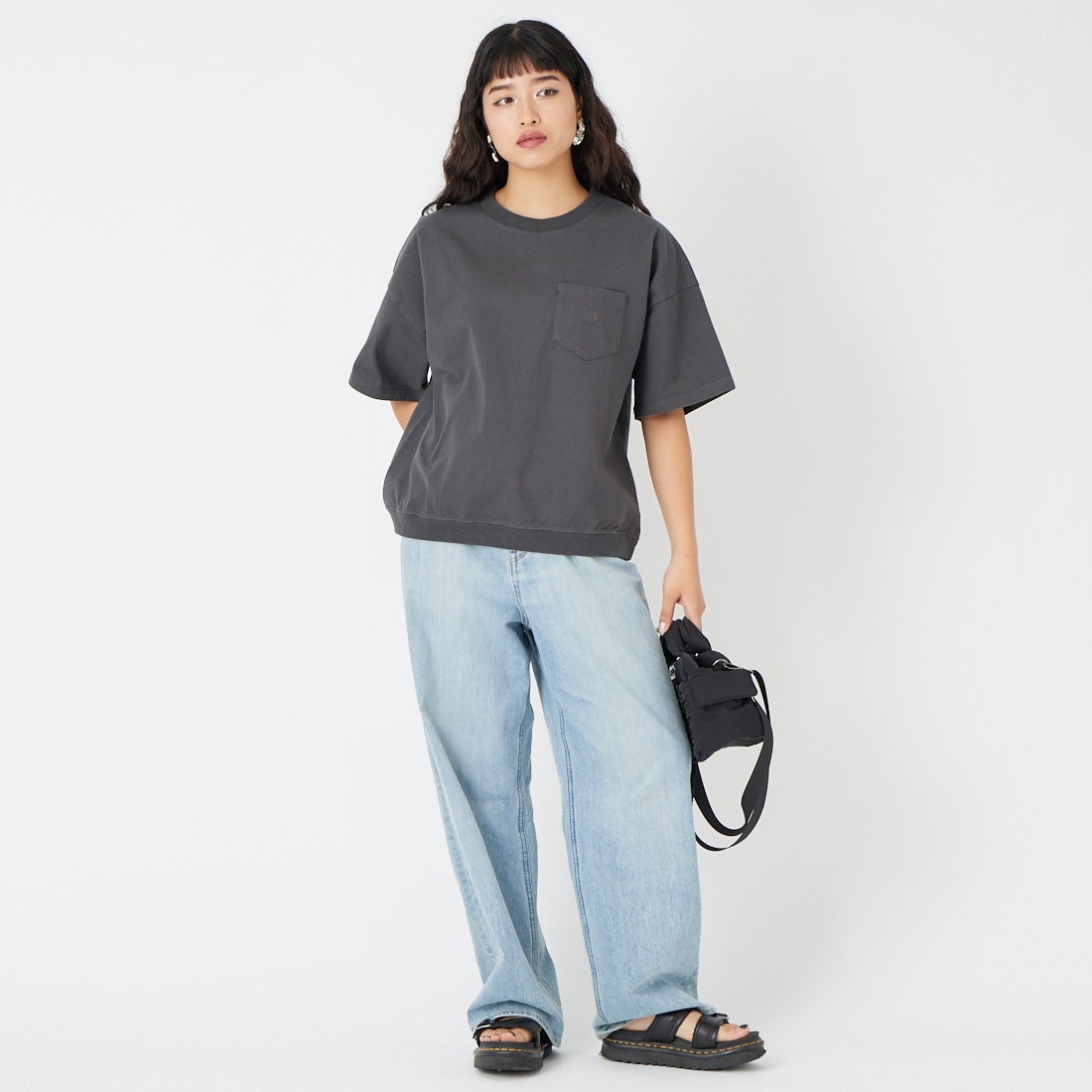 THE NORTH FACE PURPLE LABEL [ザ ノースフェイス パープルレーベル] ハイバルキーポケットTシャツ [N25SH056] AH ASPHALT &&モデル身長：162cm 着用サイズ：WM&&