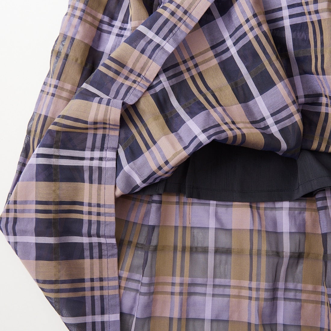 CLOCHE [クロシェ] シアーチェックティアードスカート [61086006] ﾈｲﾋﾞｰ