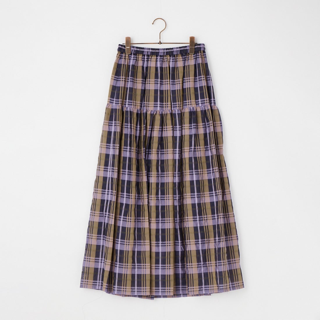 CLOCHE [クロシェ] シアーチェックティアードスカート [61086006] ﾈｲﾋﾞｰ