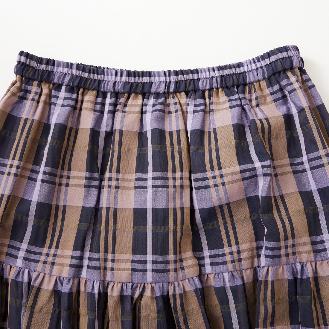 CLOCHE [クロシェ] シアーチェックティアードスカート [61086006] ﾈｲﾋﾞｰ