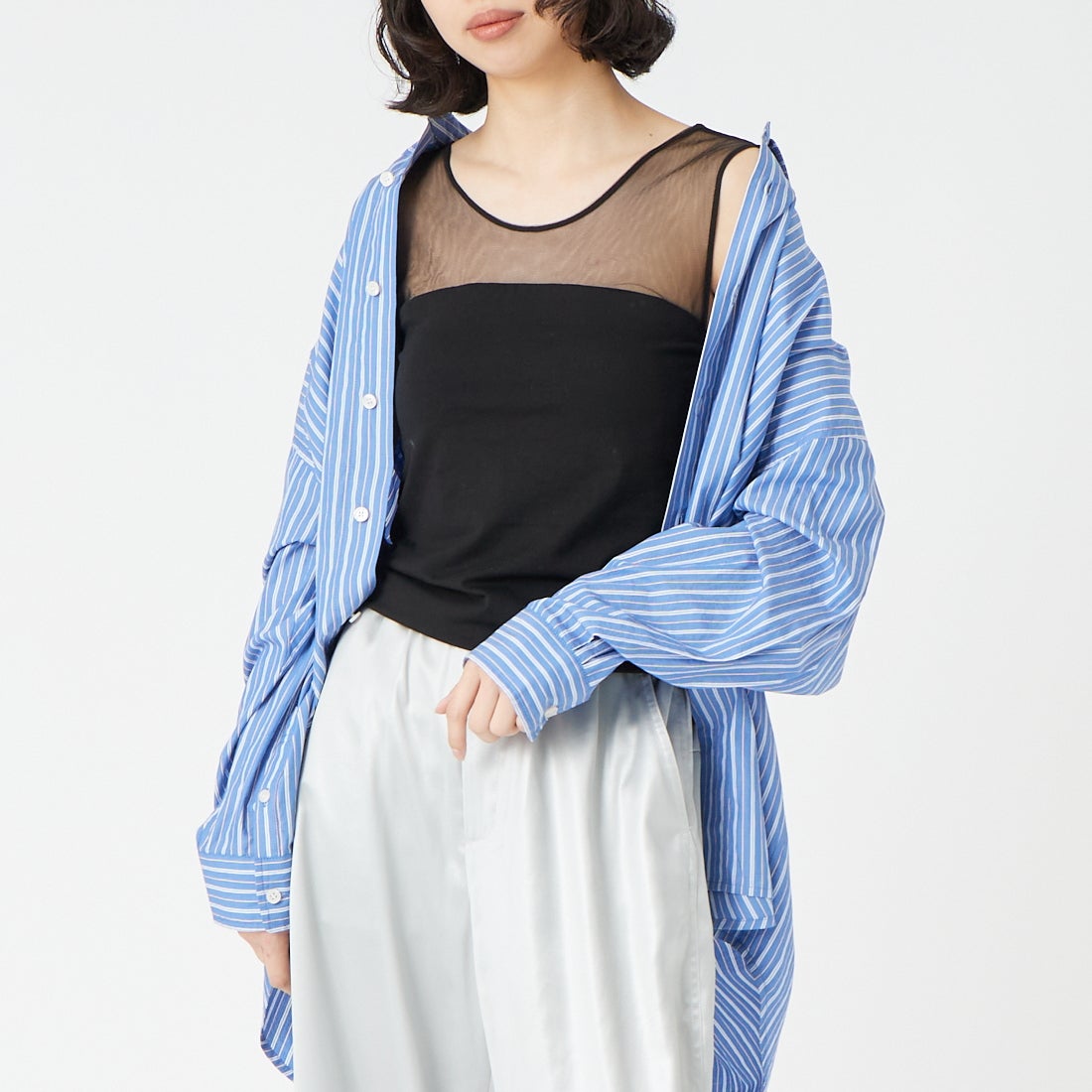 CLOCHE [クロシェ] カップ付きチュールタンクトップ [61285603] ﾌﾞﾗｯｸ