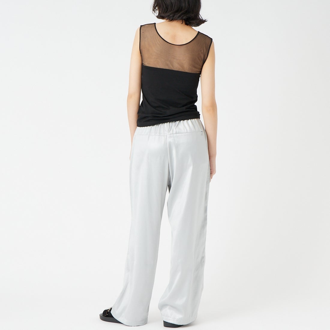 CLOCHE [クロシェ] カップ付きチュールタンクトップ [61285603] ﾌﾞﾗｯｸ &&モデル身長：162cm 着用サイズ：2&&