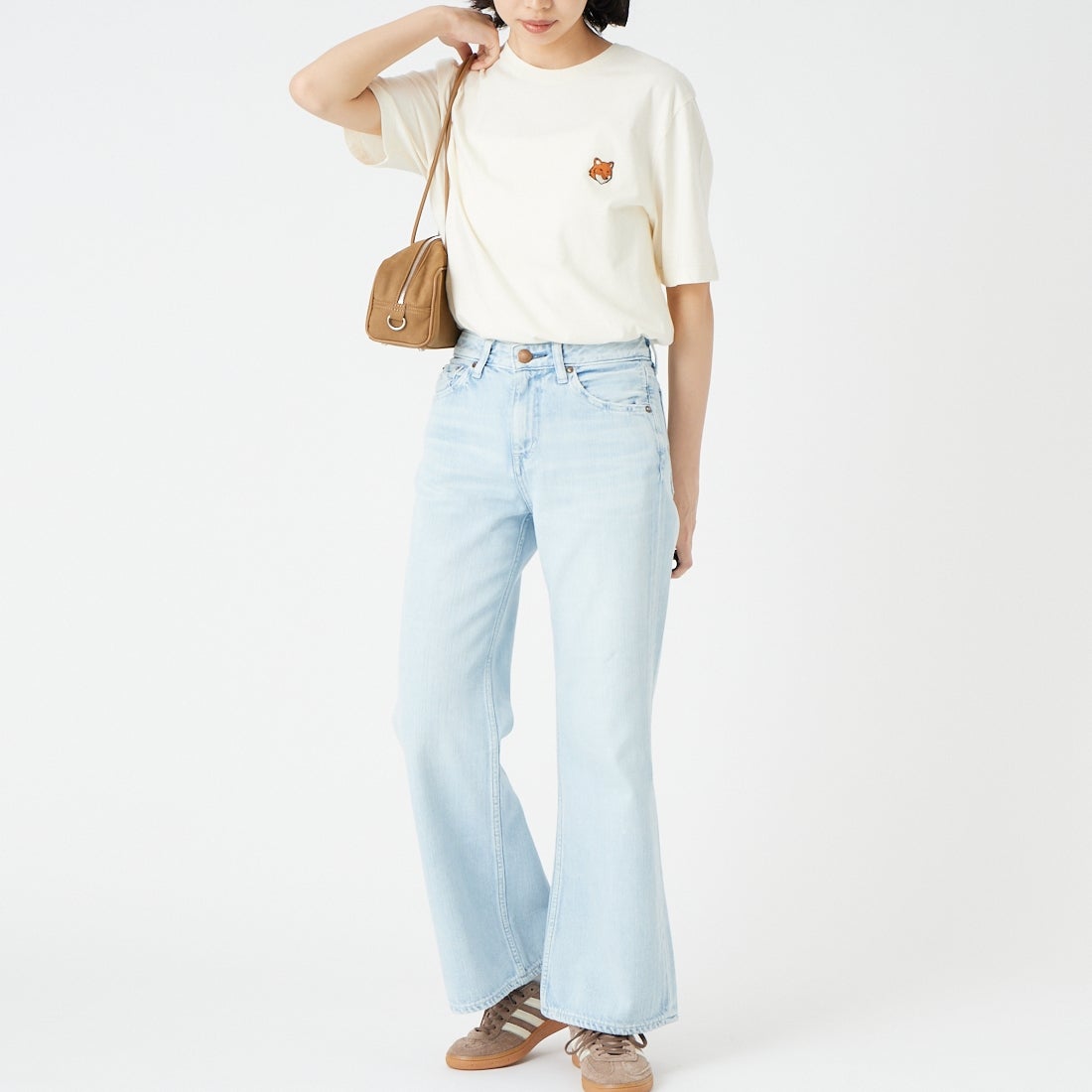 RED CARD TOKYO [レッドカード トーキョー] ルーズフレアーデニム Twilight [98W12301CBU] K-COOL BLU &&モデル身長：162cm 着用サイズ：22&&