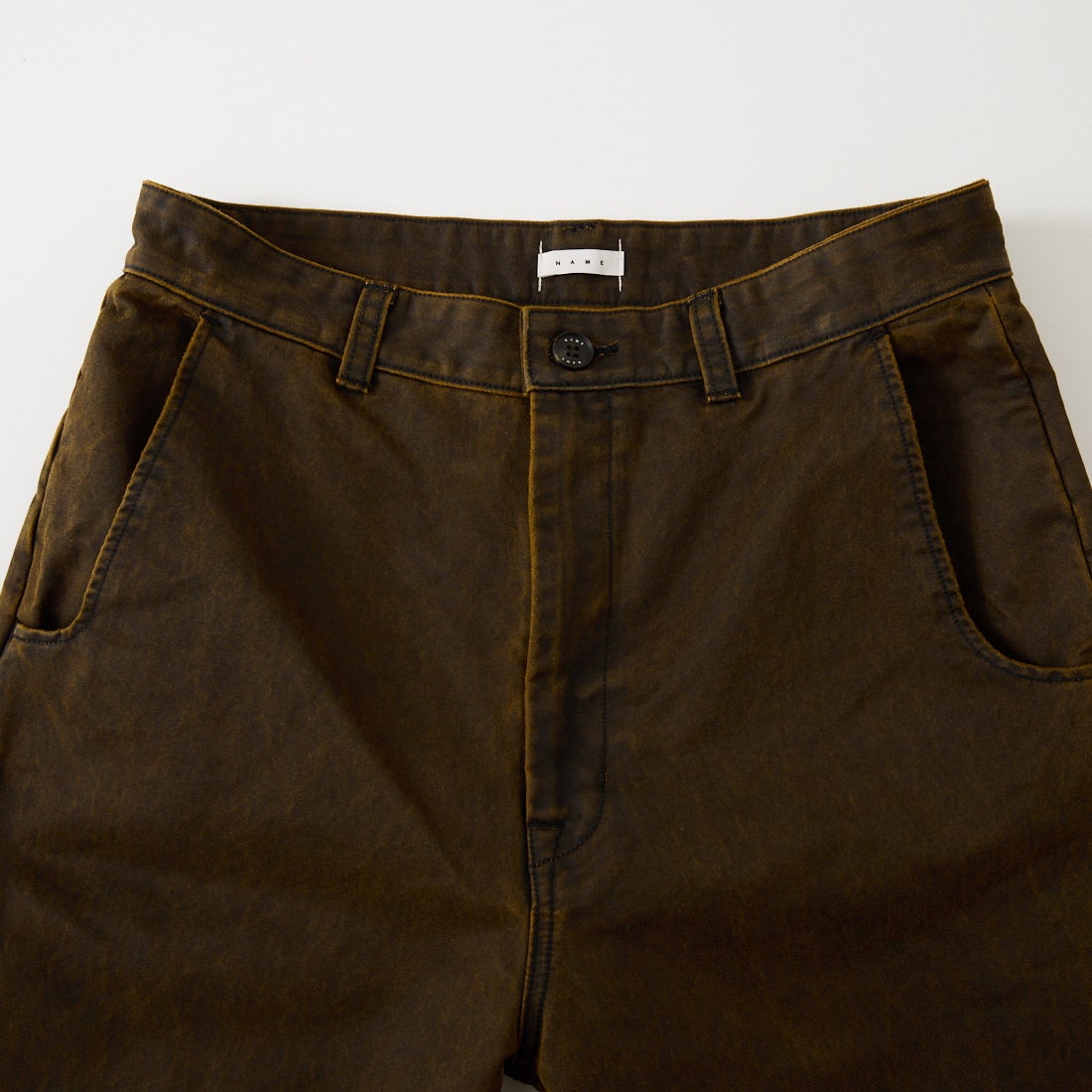 Name. [ネーム] ワックスコーティング ストレートパンツ [NMPT-038] BROWN
