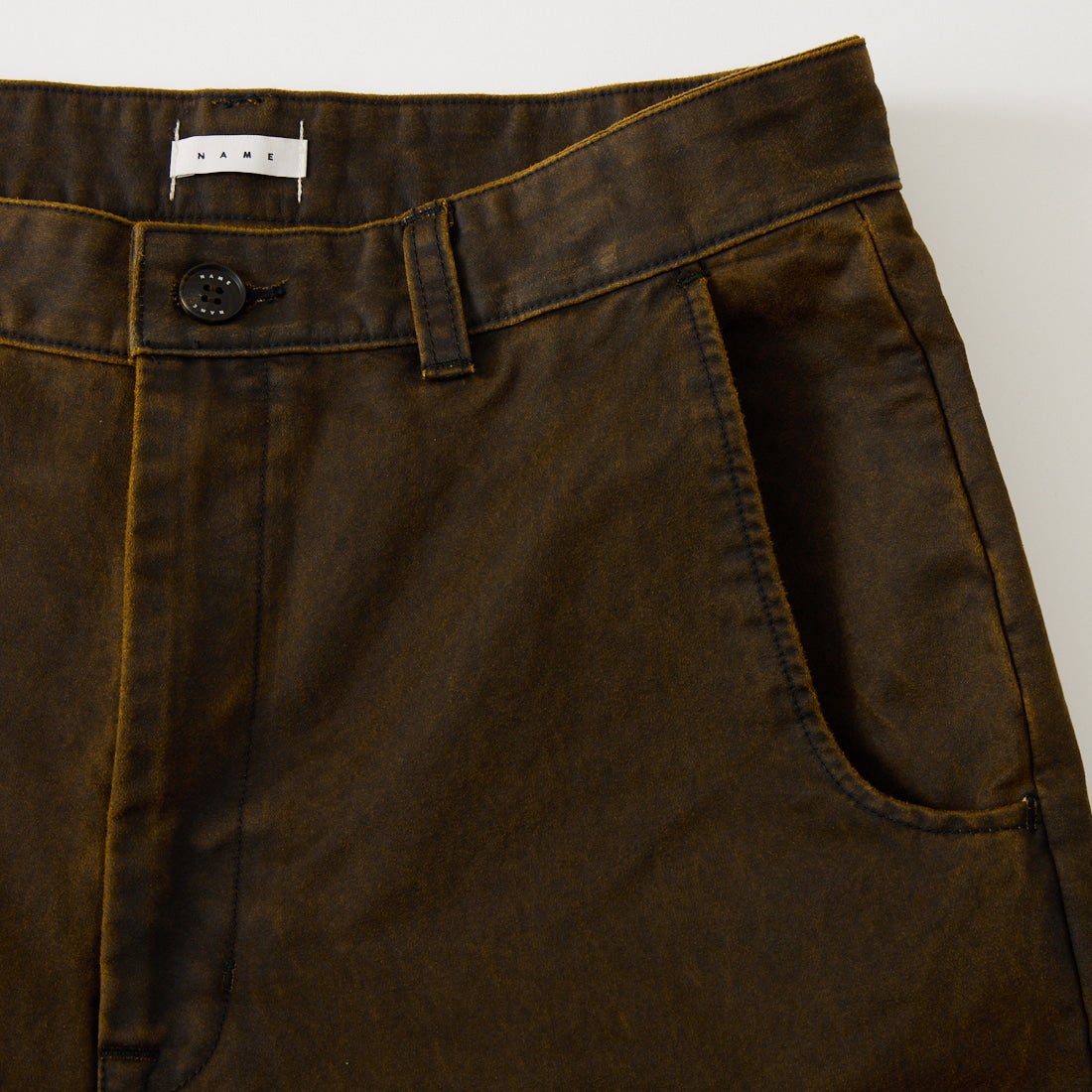 Name. [ネーム] ワックスコーティング ストレートパンツ [NMPT-038] BROWN
