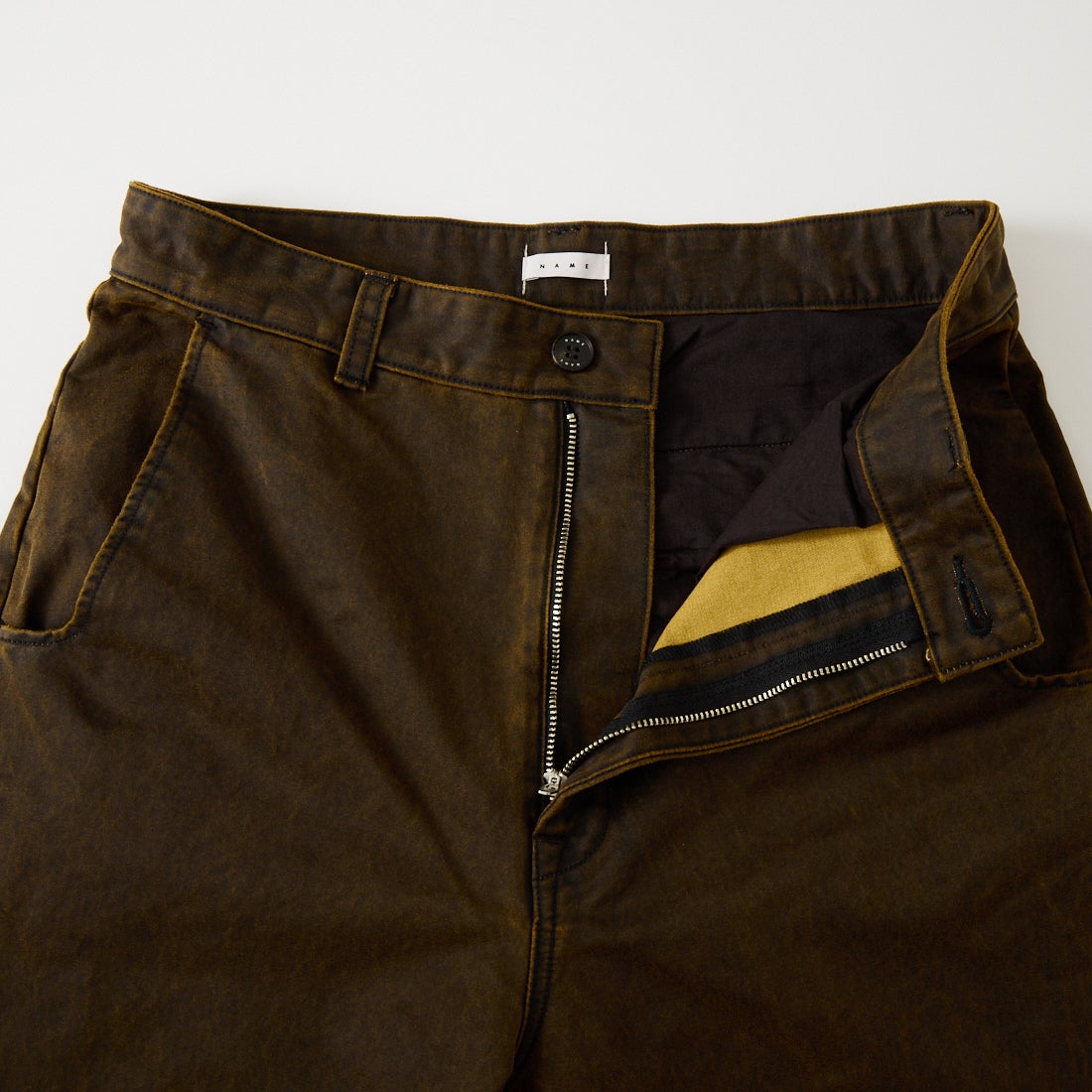 Name. [ネーム] ワックスコーティング ストレートパンツ [NMPT-038] BROWN