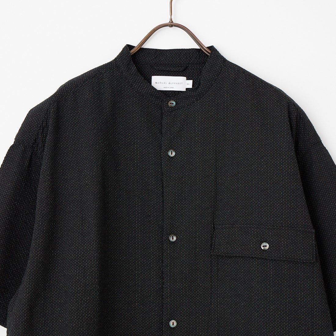 MANUAL ALPHABET [マニュアルアルファベット] ワッフルワイドスピンドル半袖シャツ [MA-S-828] BLACK
