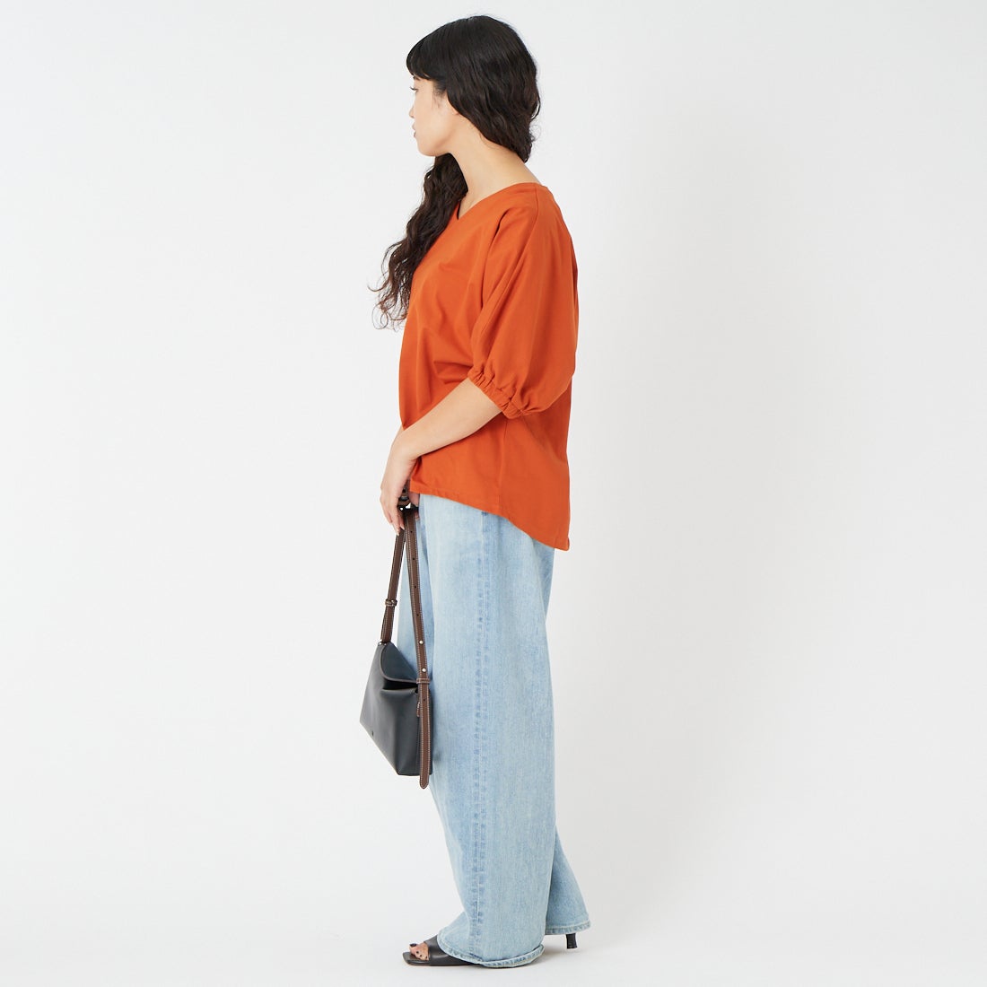 Jf Ready Made [ジェイエフレディメイド] シルケットベアドルマンTシャツ [3212104] 202 ｵﾚﾝｼﾞ &&モデル身長：162cm 着用サイズ：F&&