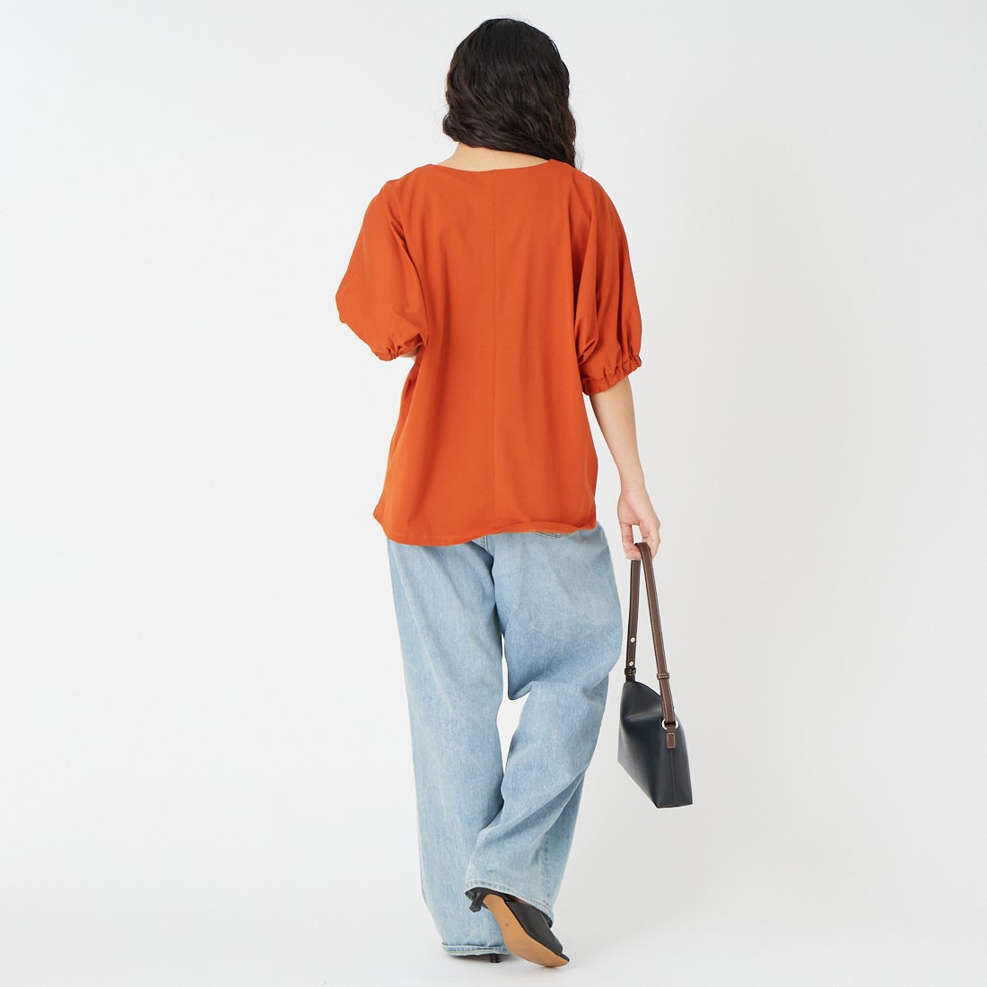 Jf Ready Made [ジェイエフレディメイド] シルケットベアドルマンTシャツ [3212104] 202 ｵﾚﾝｼﾞ &&モデル身長：162cm 着用サイズ：F&&