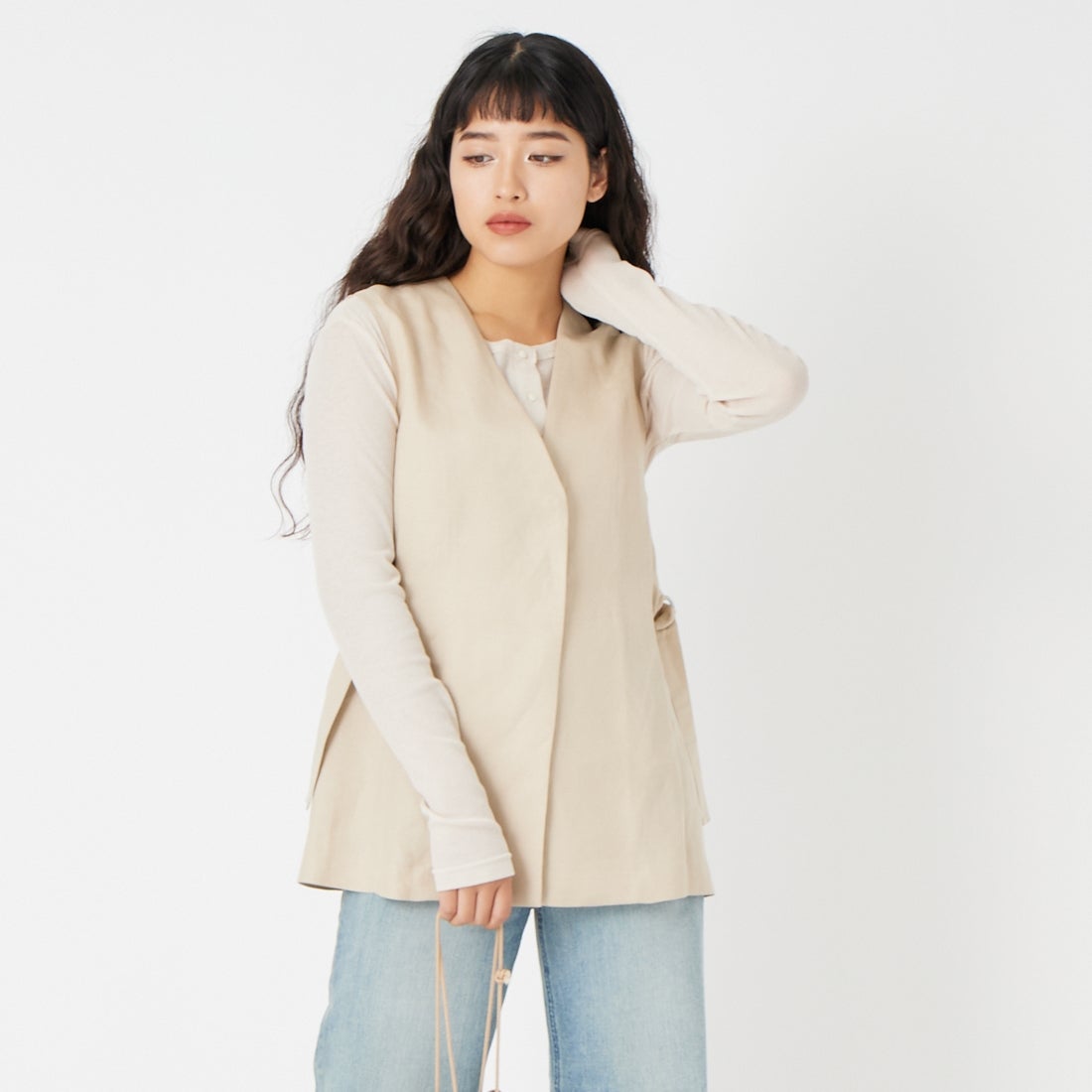 61 ﾍﾞｰｼﾞｭ&&モデル身長：162cm 着用サイズ：F&&