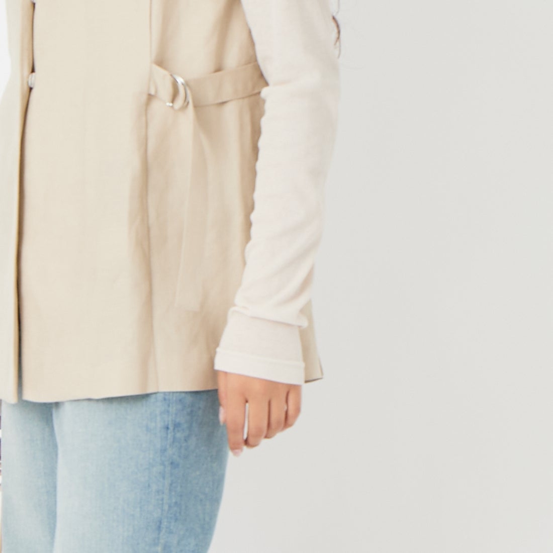 Jf Ready Made [ジェイエフレディメイド] リネンレーヨンジレ [786046] 61 ﾍﾞｰｼﾞｭ &&モデル身長：162cm 着用サイズ：F&&