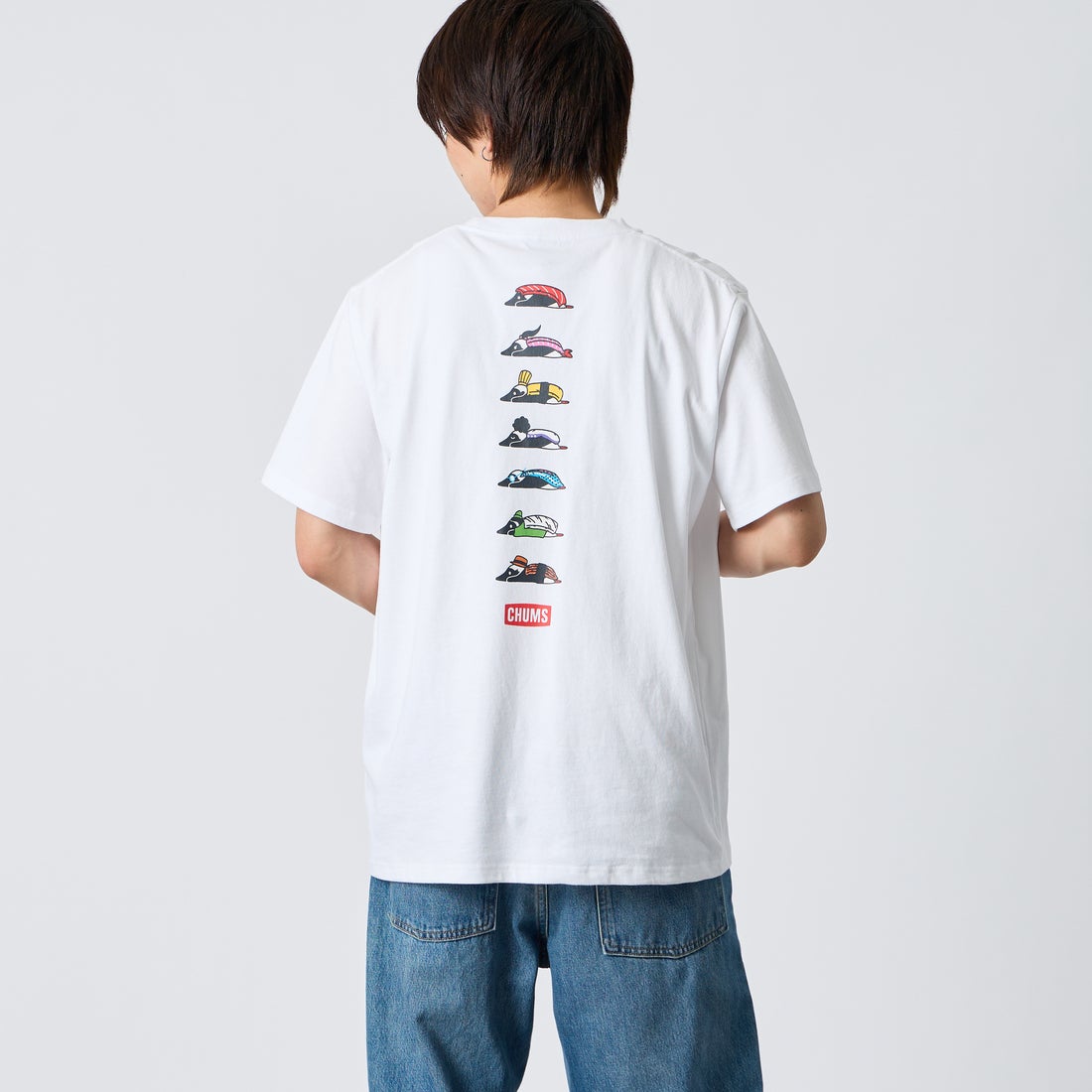 W001 WHITE&&モデル身長：177cm 着用サイズ：XL&&
