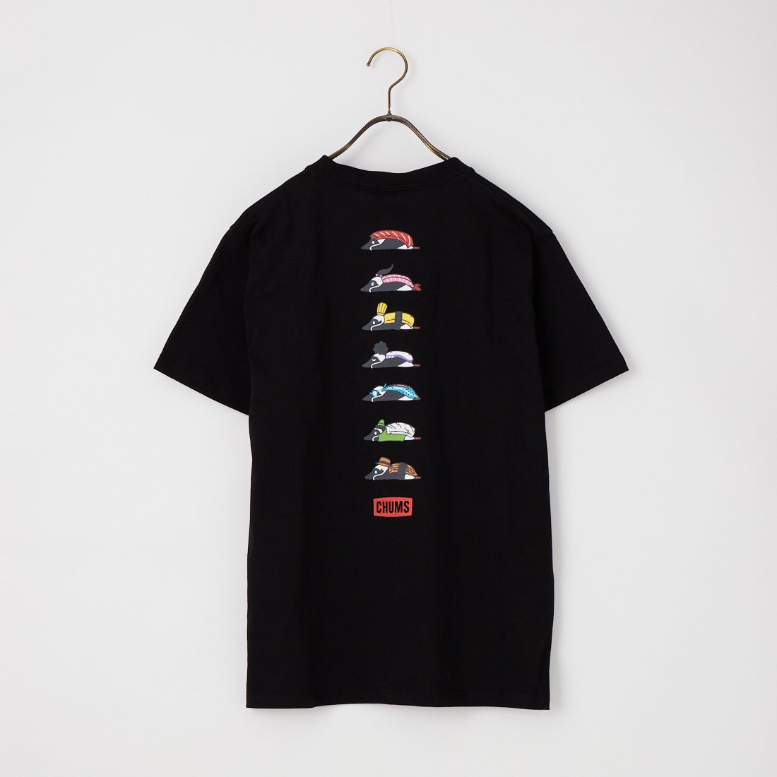 CHUMS [チャムス] 別注 BOOBY SUSHI FRIENDS バックプリント ショートスリーブTシャツ [CH01-2858-JF] K001 BLACK