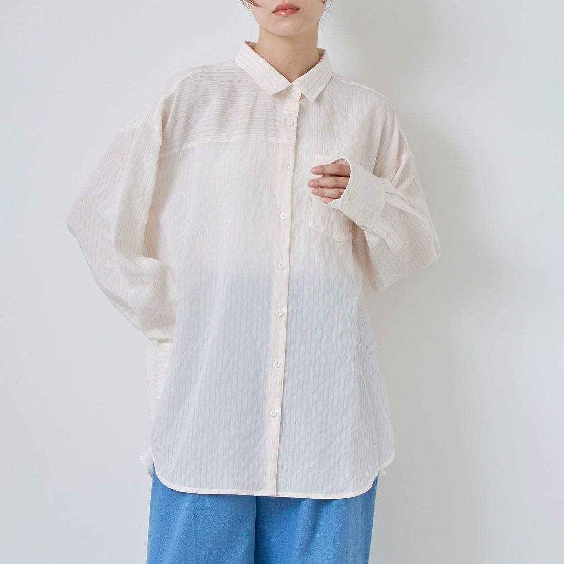 Kelen [ケレン] シアーストライプシャツ TESSA [LKL26HBL2287] OFFWHITE