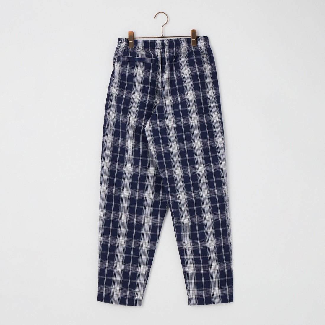 BURLAP OUTFITTER [バーラップ アウトフィッター] シアサッカー プレイドトラックパンツ [PLAID-TRACK-PANT] NAVY/WHITE