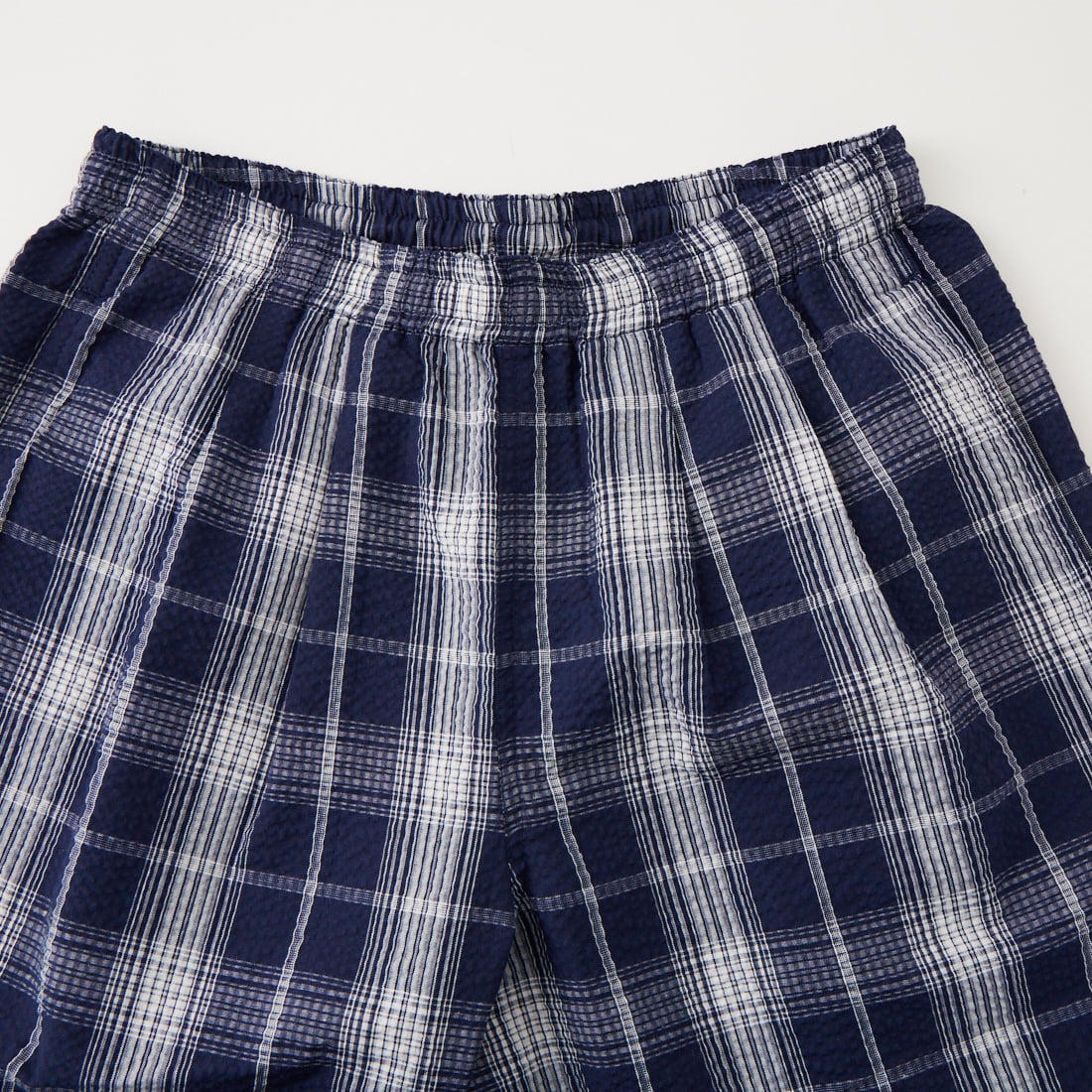 BURLAP OUTFITTER [バーラップ アウトフィッター] シアサッカー プレイドトラックパンツ [PLAID-TRACK-PANT] NAVY/WHITE