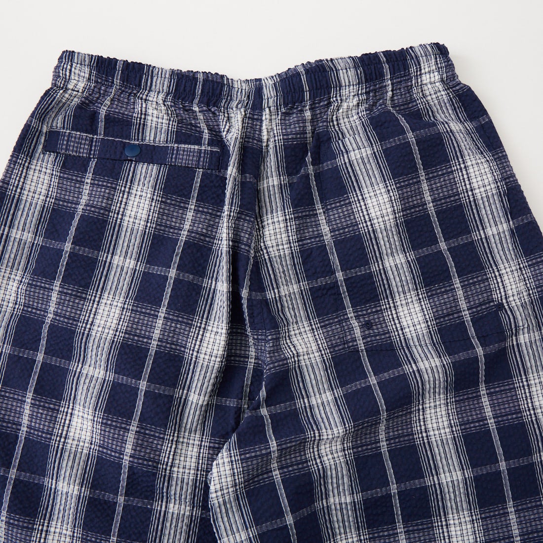 BURLAP OUTFITTER [バーラップ アウトフィッター] シアサッカー プレイドトラックパンツ [PLAID-TRACK-PANT] NAVY/WHITE