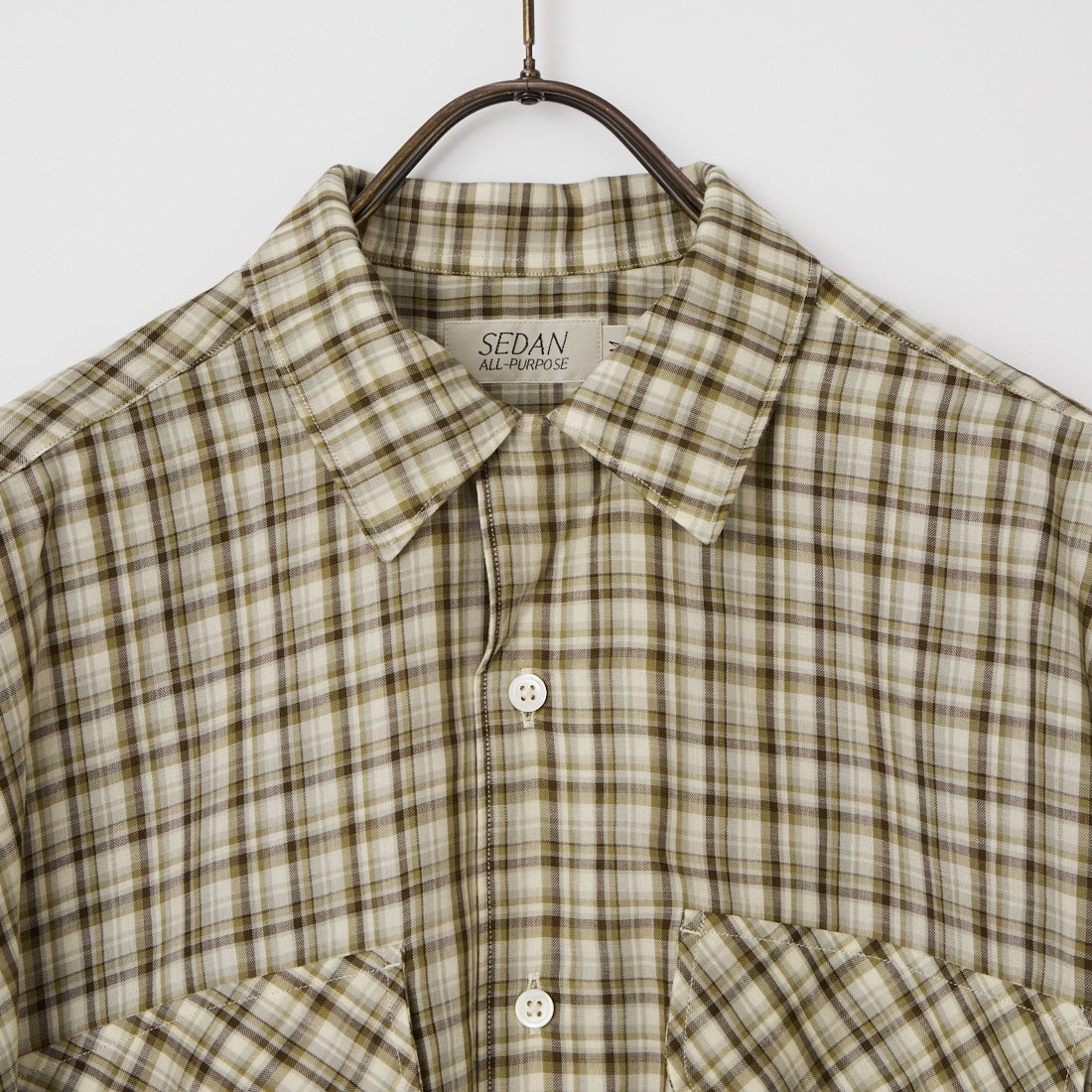 SEDAN ALL-PURPOSE [セダン オールパーパス] ダブルガーゼプレイド オープンカラーシャツ [SD26S-SH02] KHK/OLV