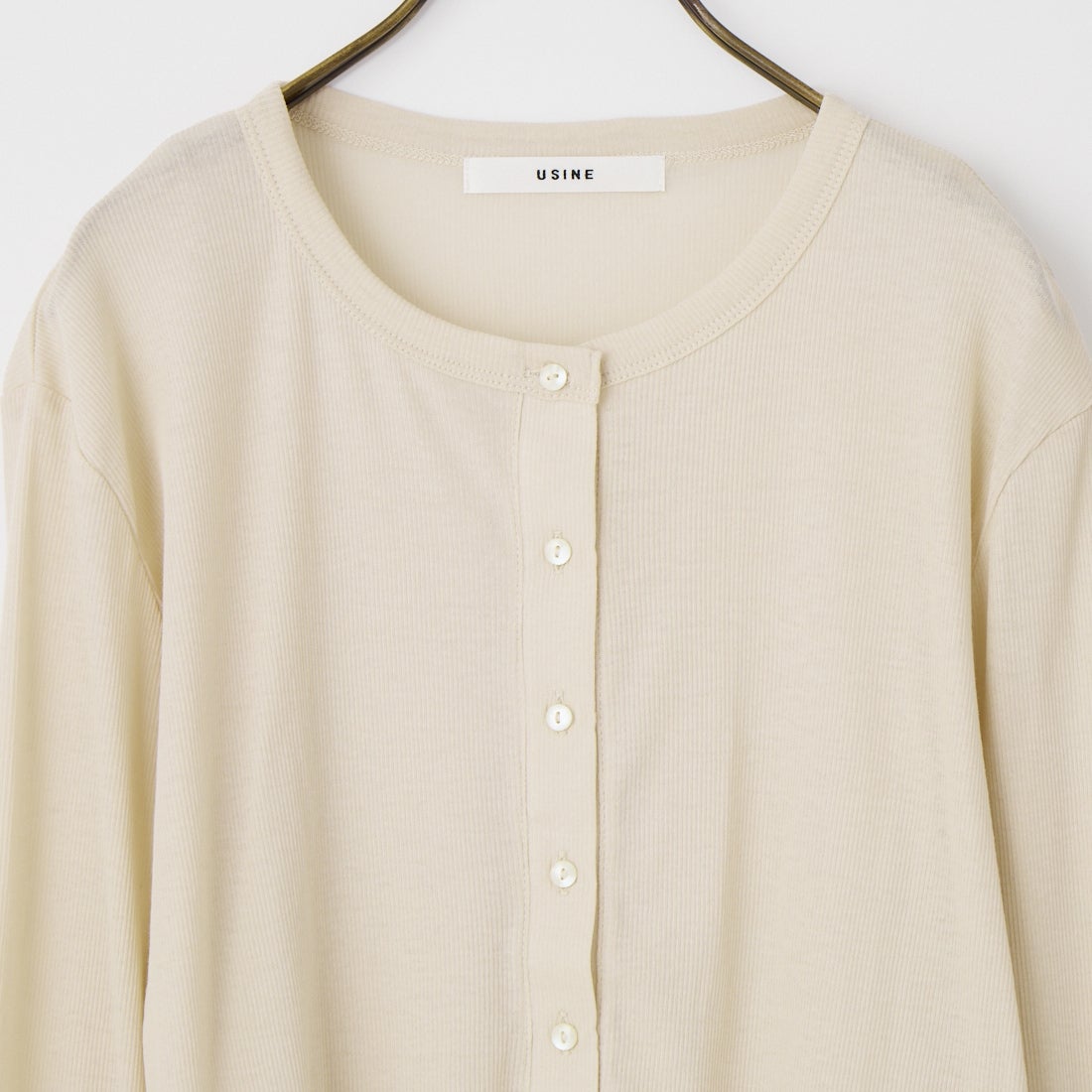 USINE [ユジーヌ] シアーリブ短丈カーディガン [21267067] 033 ﾍﾞｰｼﾞｭ