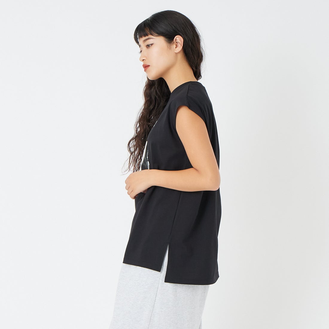 Maison de L'allure [メゾン ドゥ ラリュール] ボックス箔プリントTシャツ [M26312014] 09 BLACK