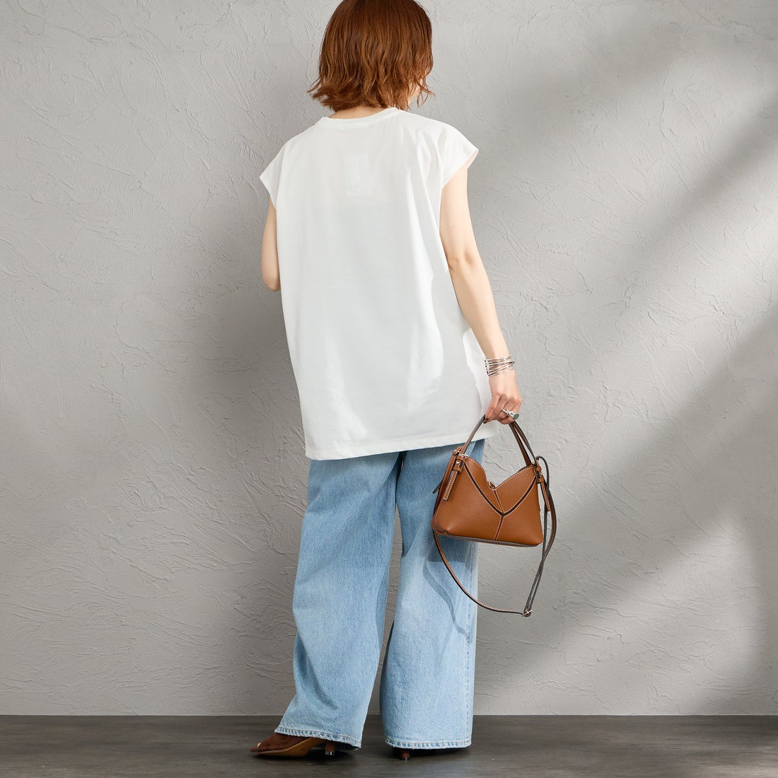 Maison de L'allure [メゾン ドゥ ラリュール] ボックス箔プリントTシャツ [M26312014] 02 OFF &&モデル身長：158cm 着用サイズ：F&&