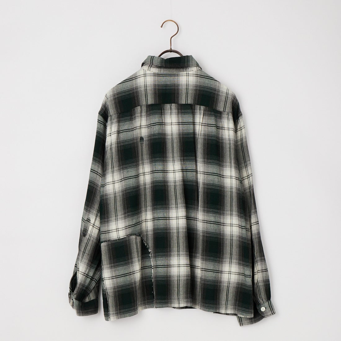 BOW WOW [バウワウ] リメイクレーヨンエイジドチェックシャツ [BW261-RRPS] D.GREEN/WH