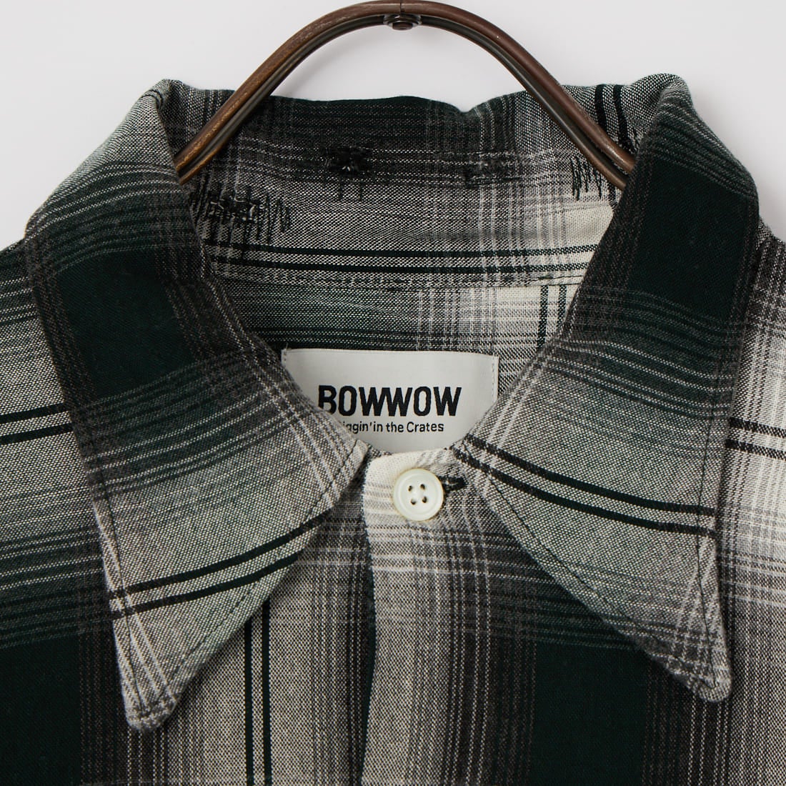 BOW WOW [バウワウ] リメイクレーヨンエイジドチェックシャツ [BW261-RRPS] D.GREEN/WH