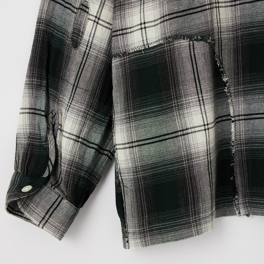 BOW WOW [バウワウ] リメイクレーヨンエイジドチェックシャツ [BW261-RRPS] D.GREEN/WH