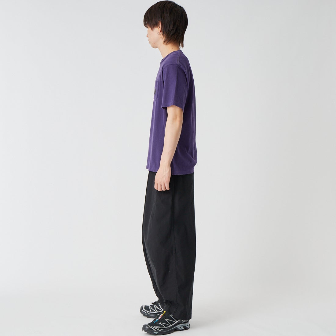 Needles [ニードルズ] ショートスリーブポケットTシャツ [SX444] F PURPLE &&モデル身長：177cm 着用サイズ：M&&