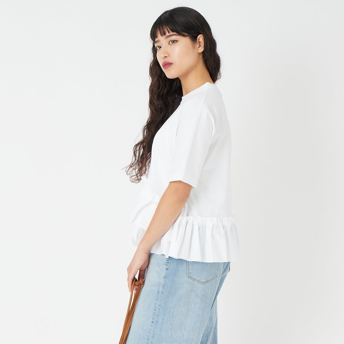 RhodolirioN [ロドリリオン] スワローフリルティアードトップス [SW1078] A WHITE &&モデル身長：162cm 着用サイズ：0&&