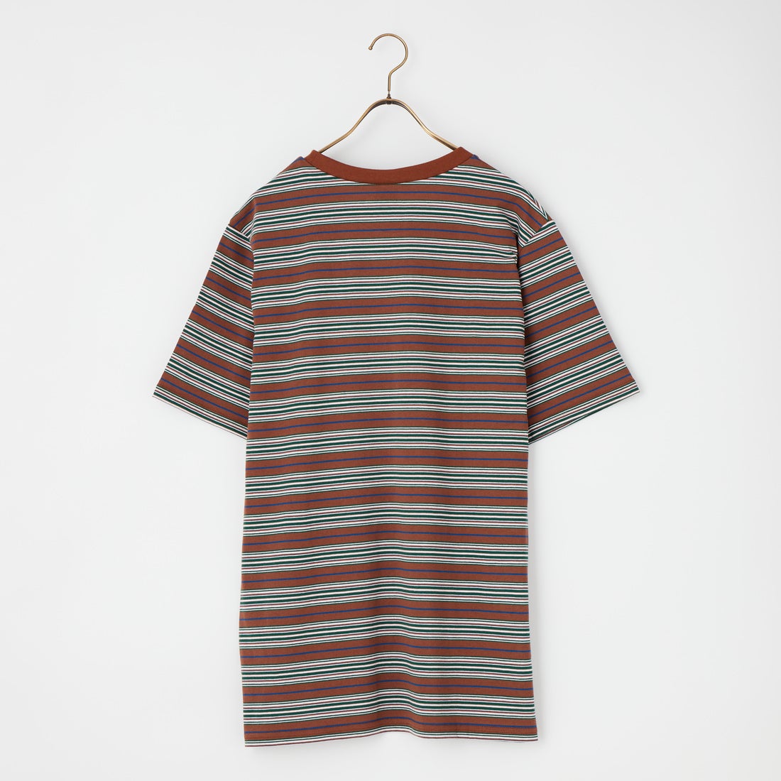 South2West8 [サウスツーウエストエイト] マルチストライプ ショートスリーブラウンドポケットTシャツ [SX742] A BROWN