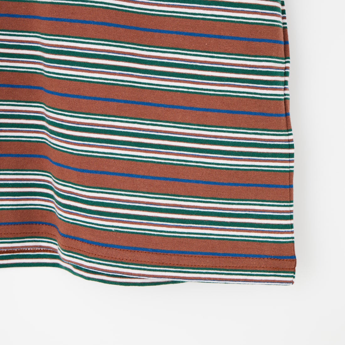 South2West8 [サウスツーウエストエイト] マルチストライプ ショートスリーブラウンドポケットTシャツ [SX742] A BROWN