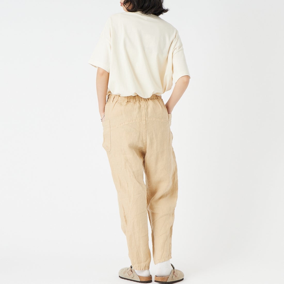 tumugu: [ツムグ] ソリトリネン イージーパンツ [TB23244A] 14 MILLY B &&モデル身長：162cm 着用サイズ：1&&