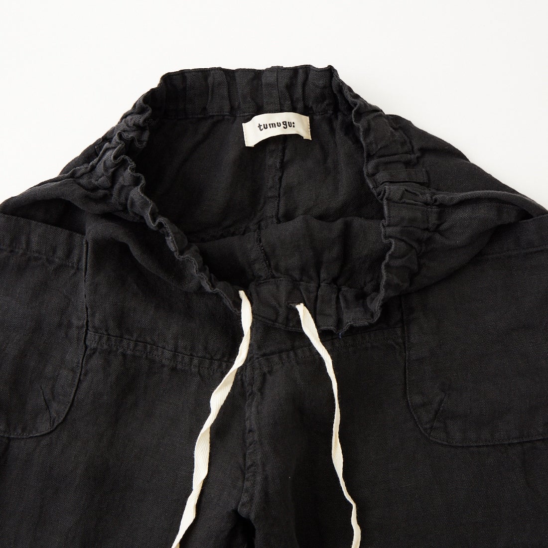 tumugu: [ツムグ] ソリトリネン イージーパンツ [TB23244A] 99 BLACK