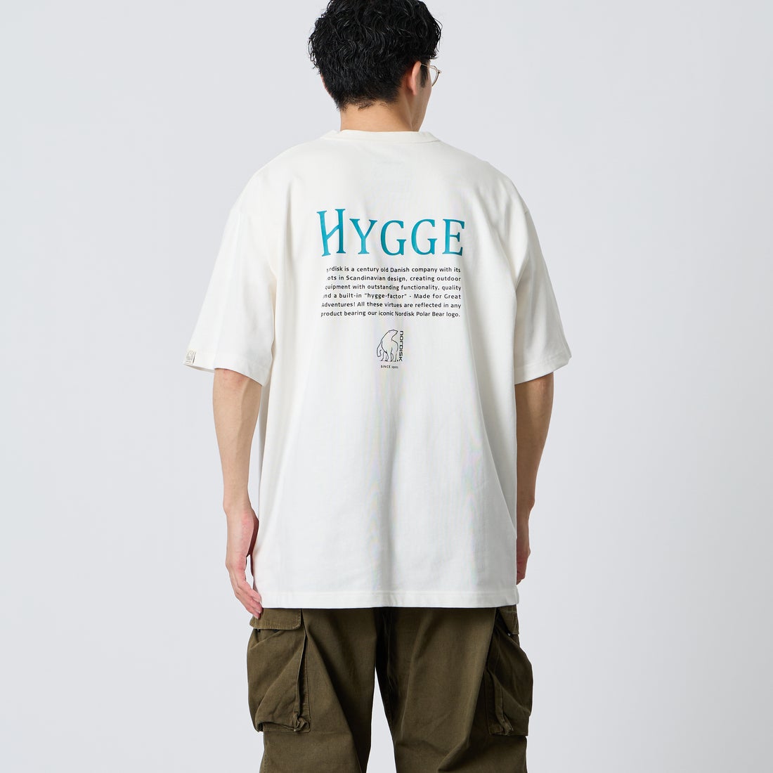 NORDISK [ノルディスク] 別注 HYGGE バックプリントTシャツ [NU11703-JF] WHT &&モデル身長：168cm 着用サイズ：L&&