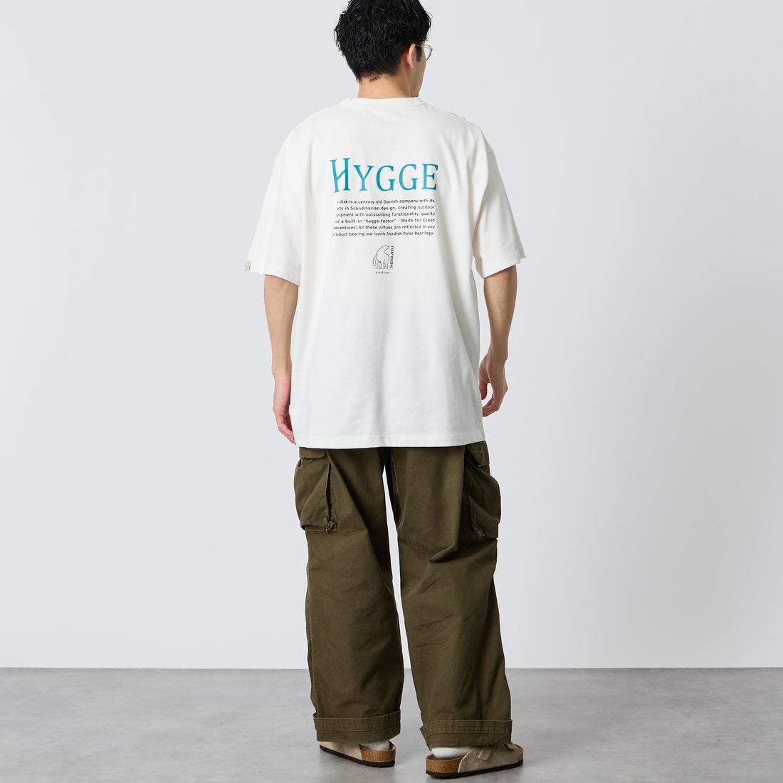 NORDISK [ノルディスク] 別注 HYGGE バックプリントTシャツ [NU11703-JF] WHT &&モデル身長：168cm 着用サイズ：L&&